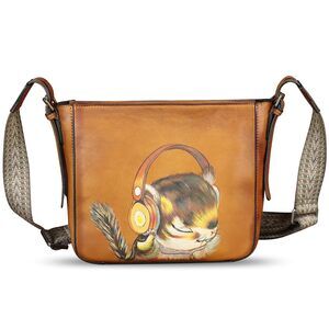 4513 Leather Crossbody Bag Hand Painted Leather Handmade Crossbody Satchel